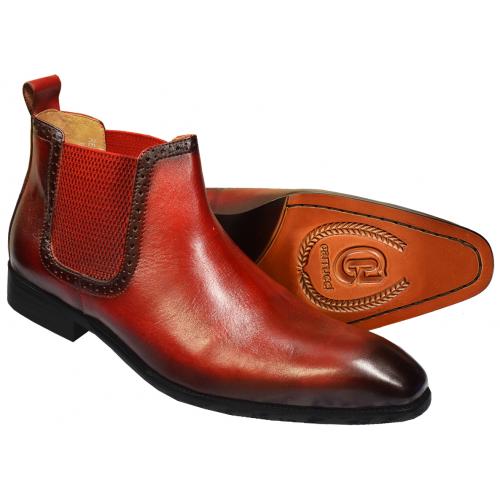 Carrucci Red Hand Burnished Calfskin Leather Chelsea Boots KB478-11
