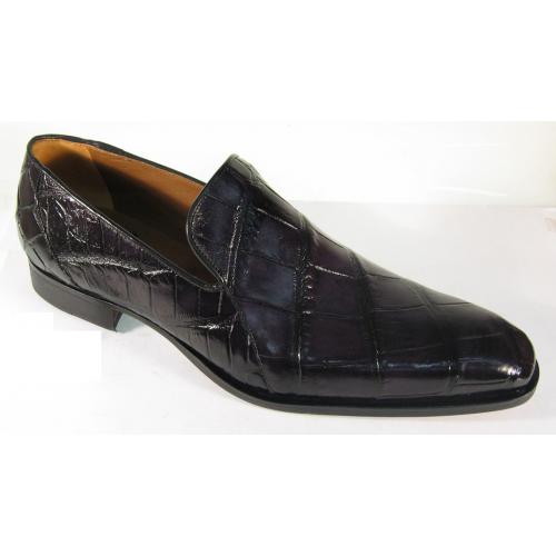 Mauri "Adda" 1044 Black All-Over Genuine Body Alligator Hand-Painted Loafer Shoes