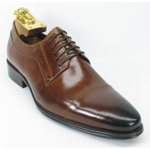Carrucci Brown Genuine Leather Oxford Cap-Toe Shoes KS099-721.
