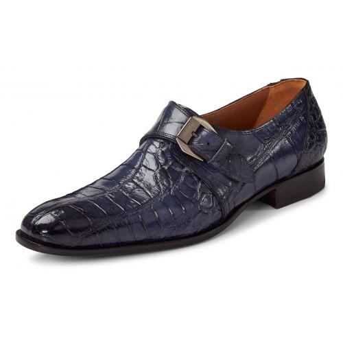 Mauri "Manzoni" 1090 Charcoal Grey All-Over Genuine Body Alligator Hand-Painted Loafer Shoes With Monk Strap