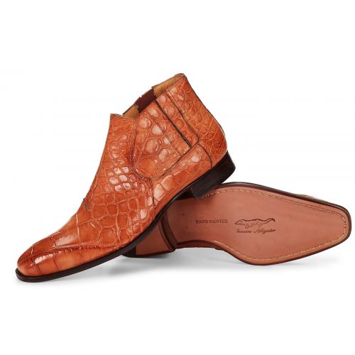 Mauri "Alberti" 4780 Cognac Genuine Body Alligator Hand-Painted Boots