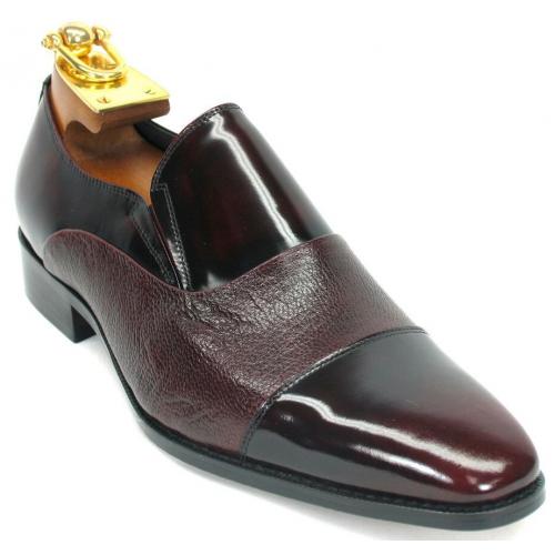 Carrucci Burgundy Genuine Deer / Patent Leather Loafer Shoes KS2240-02