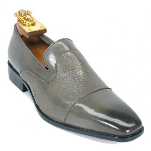 Carrucci Grey Genuine Calf Skin Leather Loafer Shoes KS2240-05.