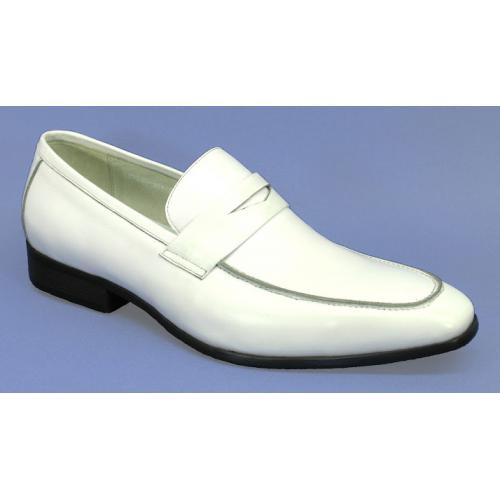 Carrucci White Genuine Leather Loafer Shoes KS2240-101.