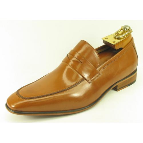 Carrucci Tan Genuine Leather Loafer Shoes KS2240-101.