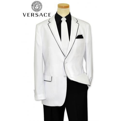 Gianni Versace White Suit With Black Piping 2132-1011