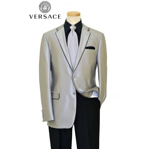 Gianni Versace Silver Grey Suit With Black Piping 2132-1032