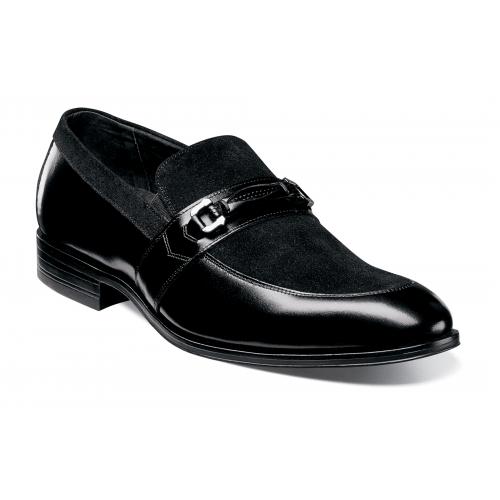 Stacy Adams "Selby" Black Genuine Leather Suede Shoes With Genuine Leather Bracelet 25071-001