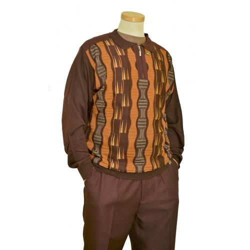 Stacy Adams Chocolate Brown / Caramel / Multicolor Pull-Over 2 Piece Knitted Outfit 1330