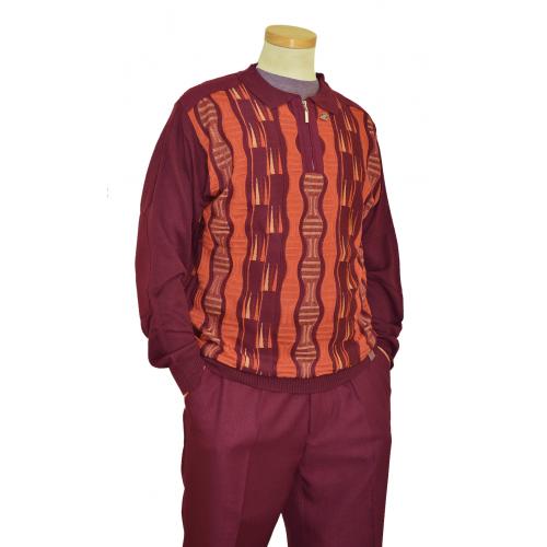 Stacy Adams Maroon / Grapefruit / Tan Pull-Over 2 Piece Knitted Outfit 1330