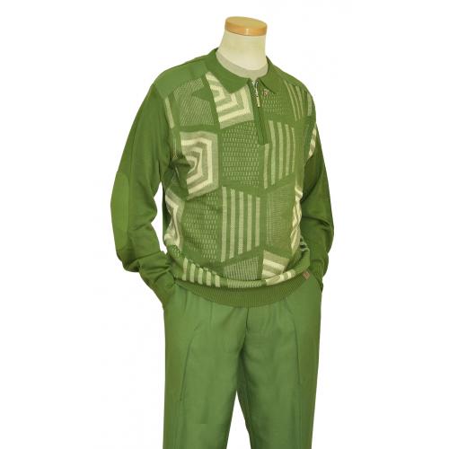 Stacy Adams Moss Green / Cream Pull-Over 2 Piece Knitted Outfit 1350