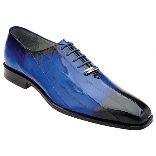 Belvedere Stella Antique Royal Blue All-Over Genuine Eel Oxford Shoes ...