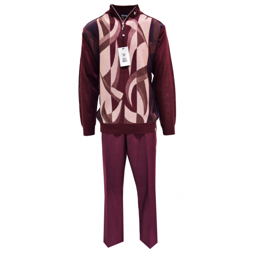 Stacy Adams Maroon / Salmon / Violet / Brown Pull-Over 2 Piece Knitted Outfit 1358