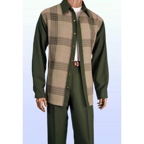 Giorgio Inserti Olive / Beige / Charcoal Grey Plaid Microfiber Outfit 138