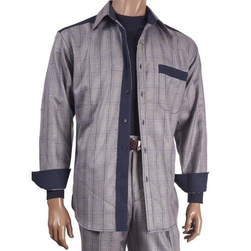 Inserch Grey / Navy / Wine Plaid Microfiber / Microsuede Outfit 121