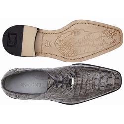 Belvedere Gray Exotic Hornback Crocodile Shoes | Upscale Menswear