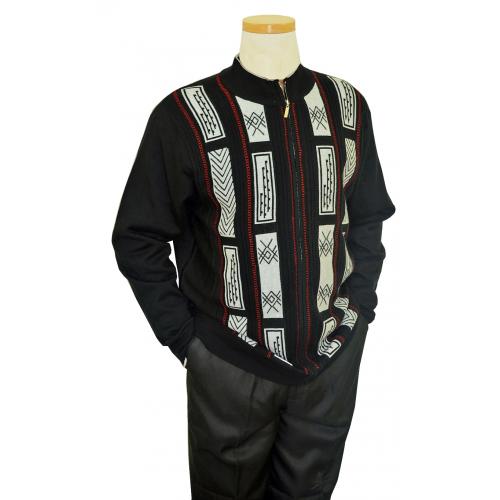 Luxton Black / White / Red Zip-Up Sweater Outfit SW104