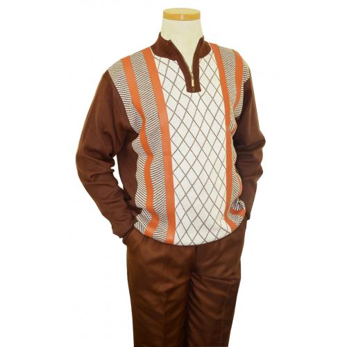 Luxton Cognac / Brown / White Pull-Over PU Leather Sweater Outfit SW103