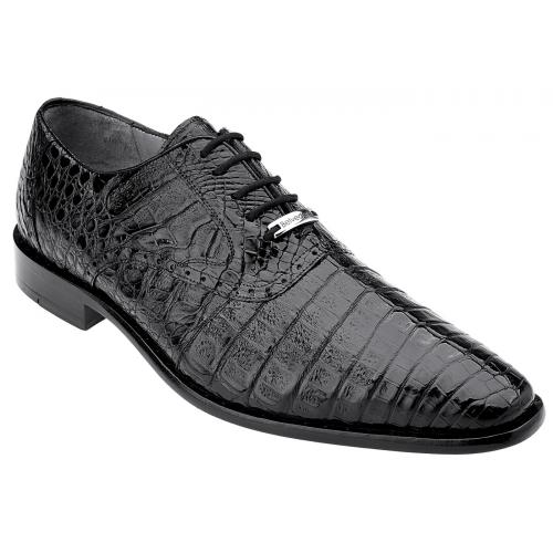 Belvedere "Edo" Black Genuine Crocodile Lace Up Shoes 1630