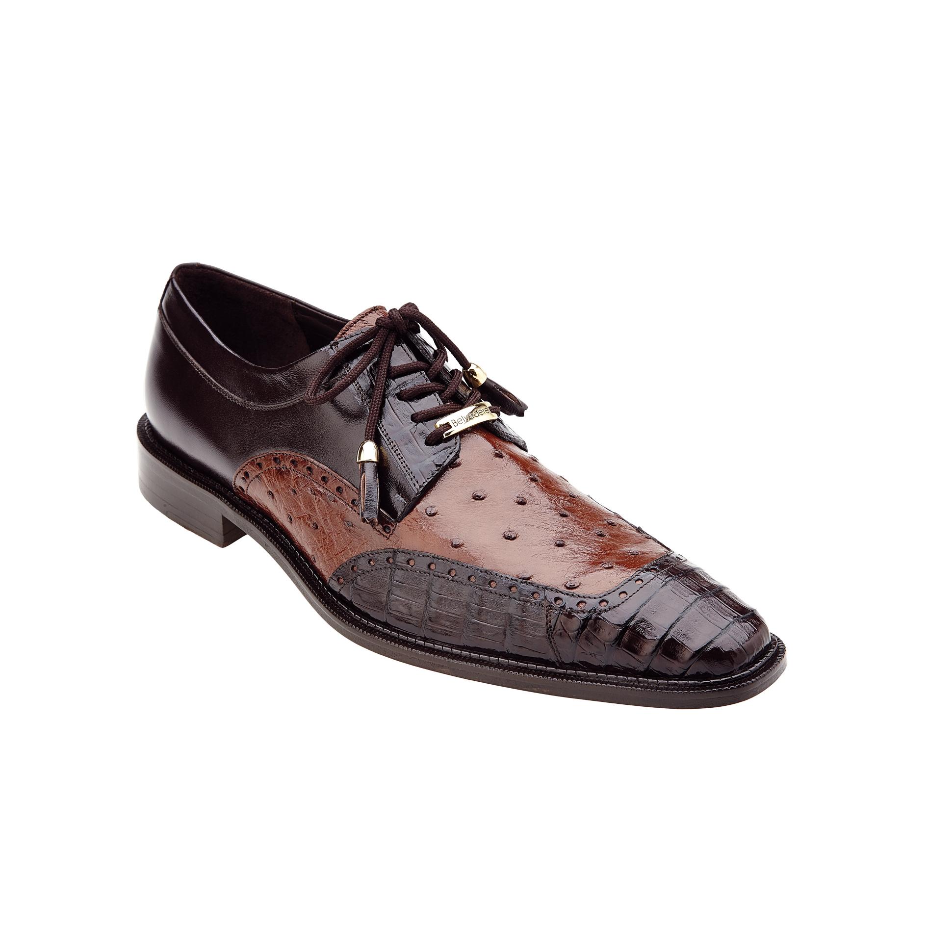 Belvedere Roberto Brown / Tabac Genuine Crocodile / Ostrich Shoes 1627 ...