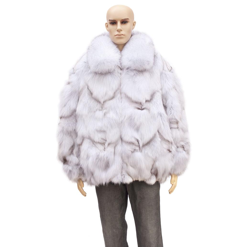 Winter Fur Natural Blue Fox Jacket With Full Skin Fox Collar M11R01NA ...