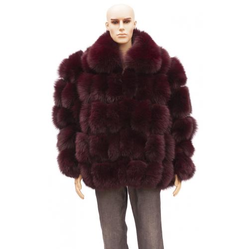 Winter Fur Burgundy Full Skin Fox Jacket With Fox Collar M41R01BD.