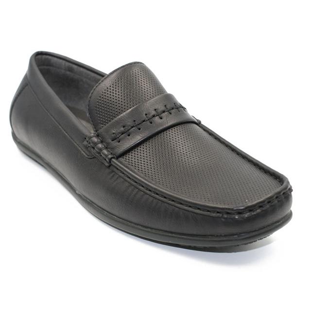 Steve Harvey Madrid Black Faux Leather Casual Driving Loafer Shoes ...