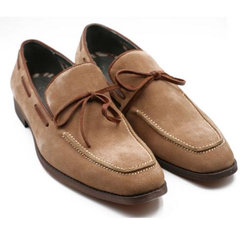 Steve Harvey "Victorio" Tan Genuine Suede Loafer Shoes With Tassel Laces