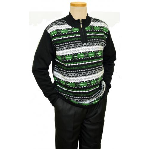 Luxton Lime Green / Black / White Pull-Over Sweater Outfit SW109