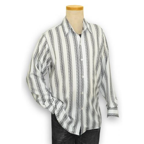 Pronti White / Black Microfiber Casual Long Sleeve Shirt S6204