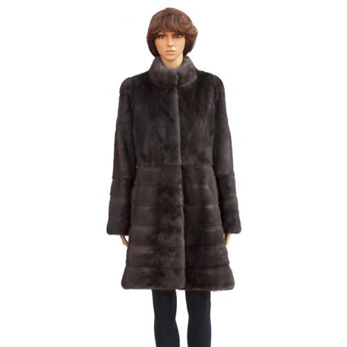 Winter Fur Ladies Brown Full Skin Mink 3/4 Coat W59Q01BR