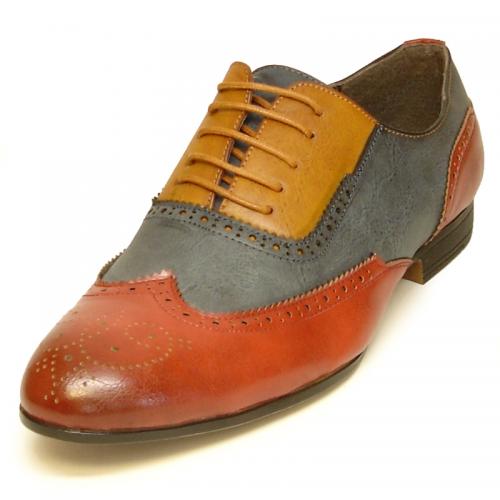 Fiesso Multicolor PU Leather Lace-up Wing Tip Shoes FI2177.