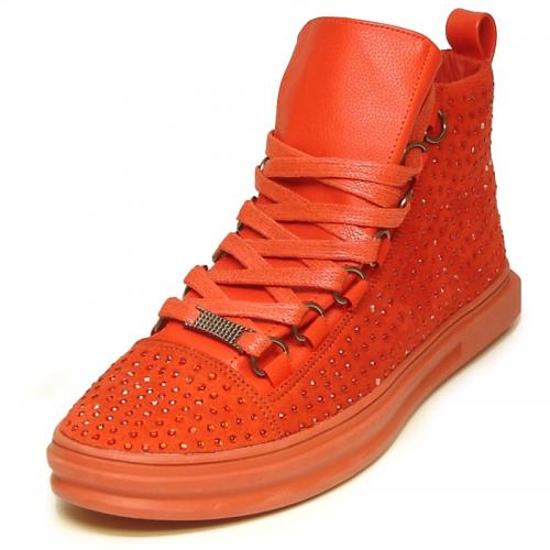 Encore By Fiesso Red Genuine PU Leather High Top Sneakers Boots FI2257.