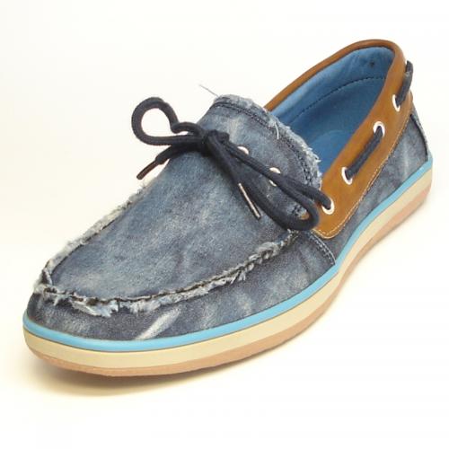 Fiesso Blue Genuine Casual Leather Slip-On FI2239.