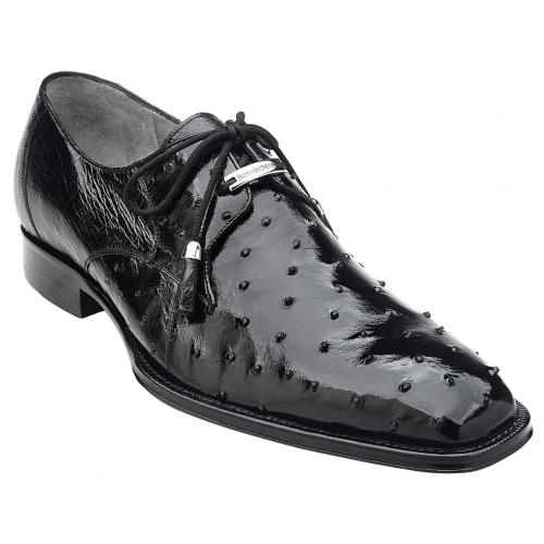 Belvedere "Isola" Black Genuine Ostrich Leather Shoes 14001.