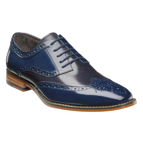 Stacy Adams "Tinsley" Multi Navy Buffalo Leather Wingtip Derby Shoes 25092-468