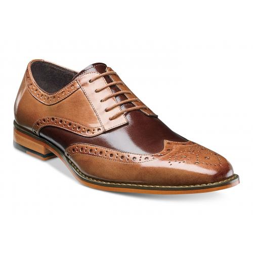 Stacy Adams "Tinsley" Cognac / Brown Buffalo Leather Wingtip Derby Shoes 25092-238
