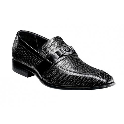 Stacy Adams "Mannix" Black Genuine Leather Moc Toe Bit Loafer Shoes 25106-001