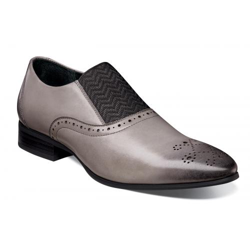 Stacy Adams "Valerian" Grey Brogue Slip-On Loafer Shoes 25108-020