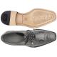 Belvedere "Batta" Grey All-Over Genuine Ostrich Lace-Up Shoes 14006.