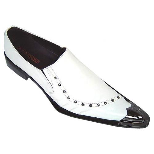 Fiesso White Pointed Toe Metal Tip Leather Shoes FI8033 - $129.90 ...