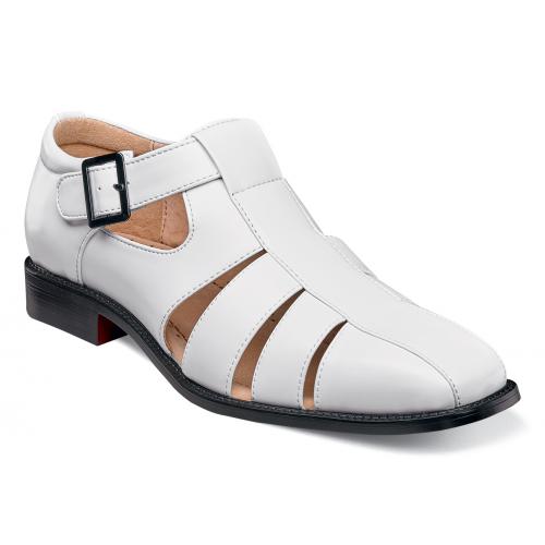 Stacy Adams "Calisto" White Leather Lined Monk Strap Dress Sandals 25112-100
