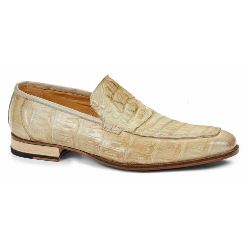 Mauri "Romeo" 4615 Bone Genuine Baby Crocodile / Hornback Loafer Shoes.