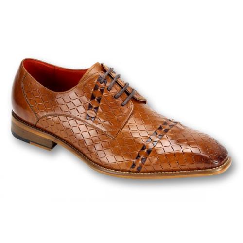 Steven Land Rust / Brown Diamond Embossed Genuine Leather Oxford Shoes SL0013
