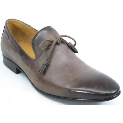 Carrucci Brown Calfskin Leather Shoes With Tassel KS308-04