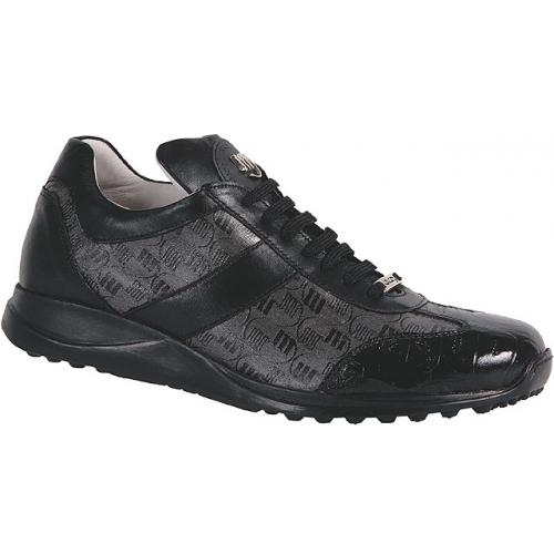 Mauri "Industry" 8841 Black / Charcoal Grey Genuine Baby Crocodile / Calfskin / Mauri Fabric Sneakers