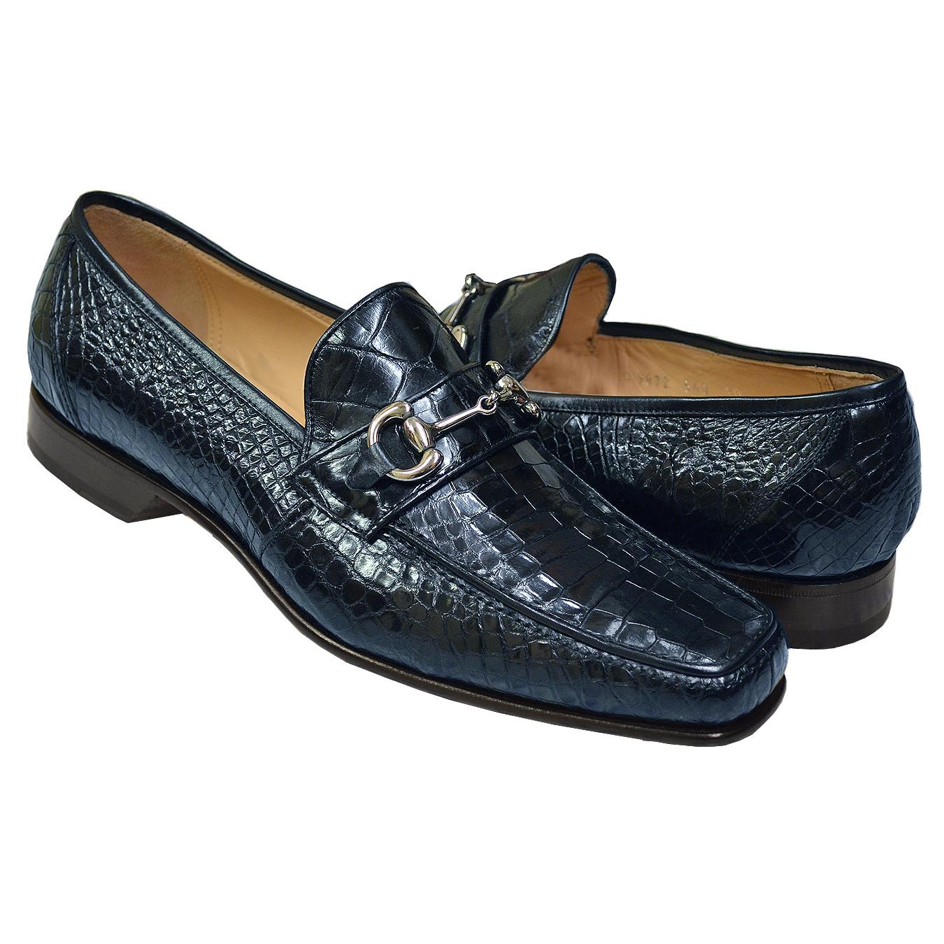Navy Blue Handmade Alligator Skin Shoes