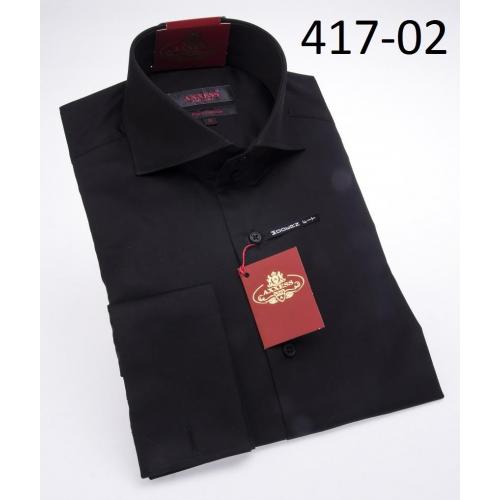 Axxess Black Modern Fit 100% Cotton Dress Shirt 417-02