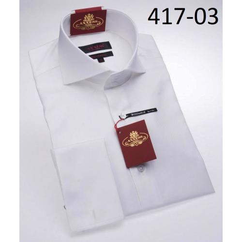 Axxess White Modern Fit 100% Cotton Dress Shirt 417-03