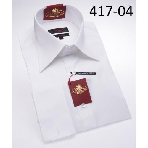 Axxess White Modern Fit 100% Cotton Dress Shirt 417-04